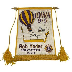 1985 / 1986 Lions Club International Banner Iowa Indianola Bob Yoder